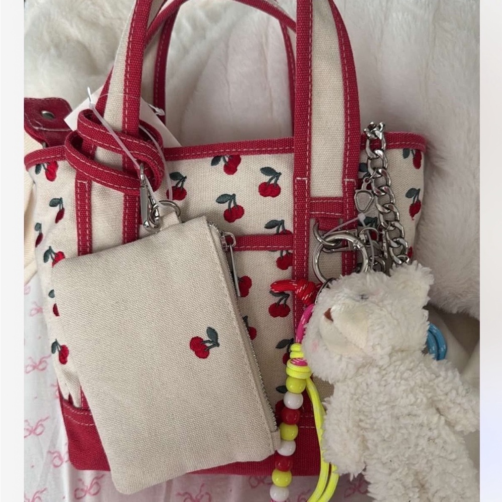 Cherry Pattern Tote with Accessories